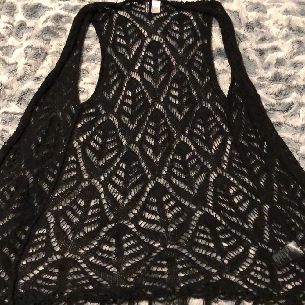 H&M Black Fringe Pullover